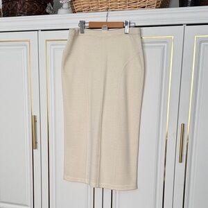 Cream Knitted Pencil Skirt for Women